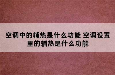 空调中的辅热是什么功能 空调设置里的辅热是什么功能